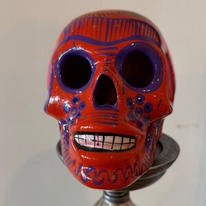 Disney Red and Purple Ceramic Skull